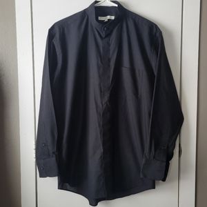 Diamante black band collar dress shirt